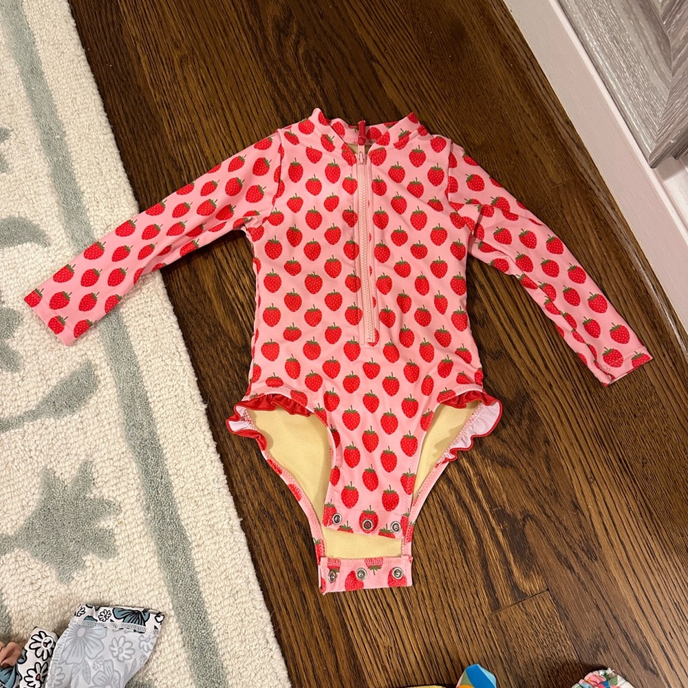 Pink Chicken Arden Strawberry One Piece Swim 18/24 Months